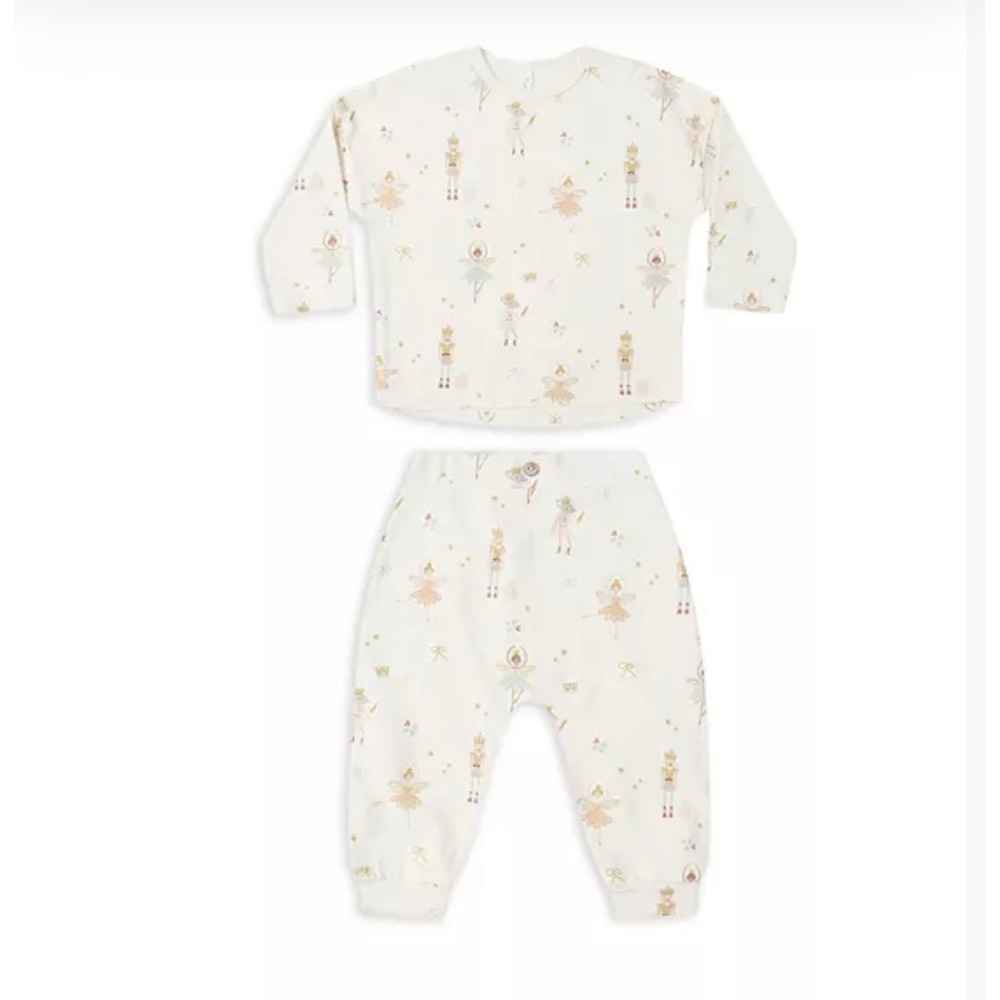Rylee + Cru Nutcracker Pajama Set Ivory Holiday Ballerina Mouse King 3-6M NEW